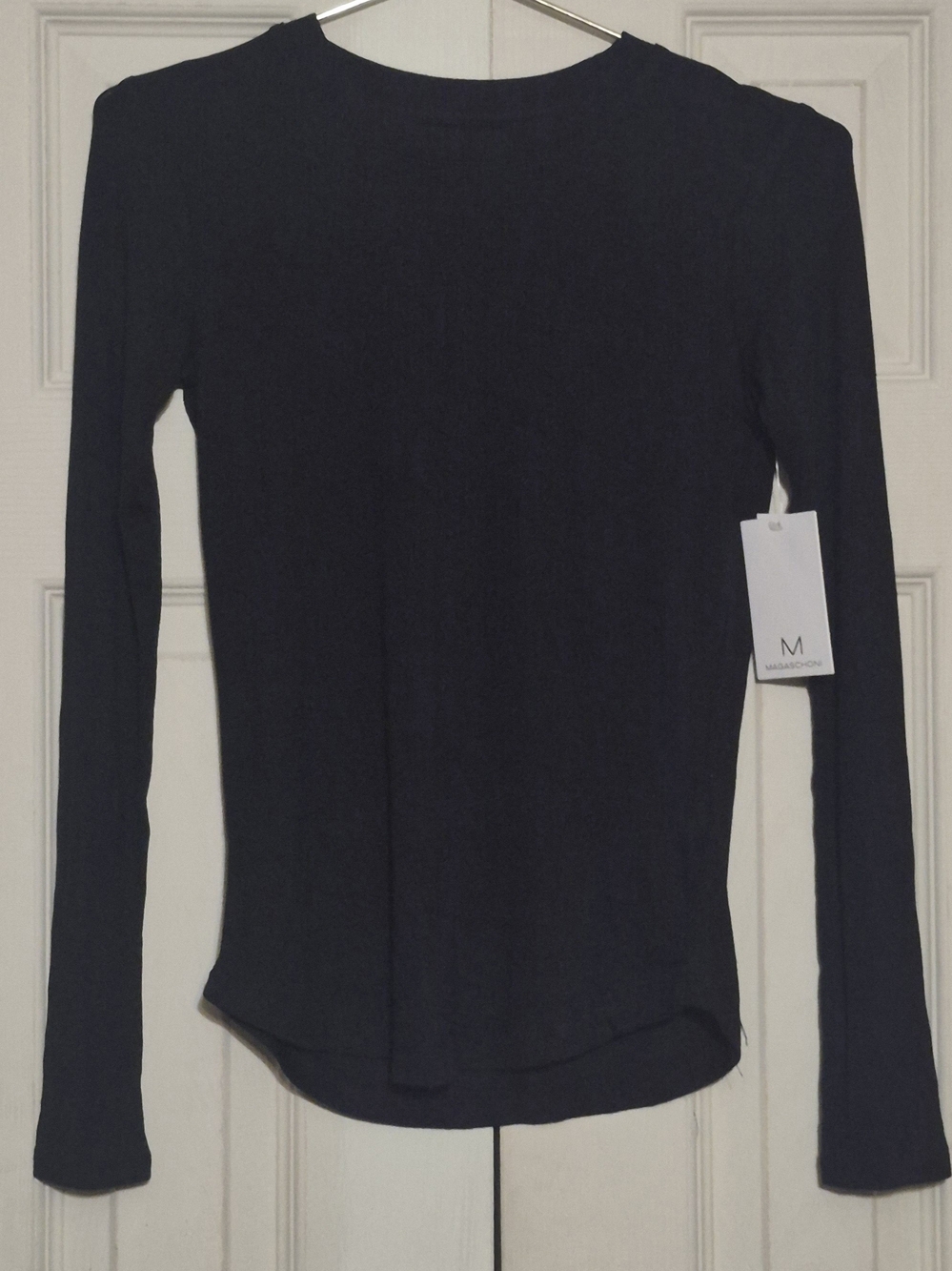 JM Collection Long-Sleeve Crewneck Top in Black